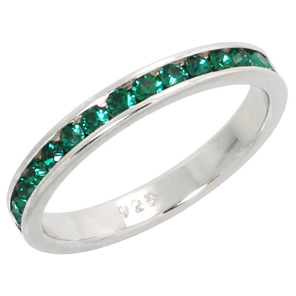 Quality Sterling Silver 3mm Eternity Ring with CZ